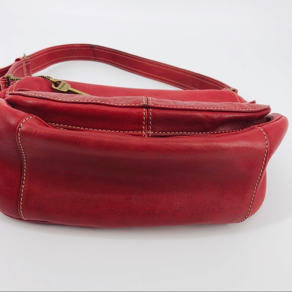Fossil Red Leather Shoulder Purse EUC - Picture 2 of 4